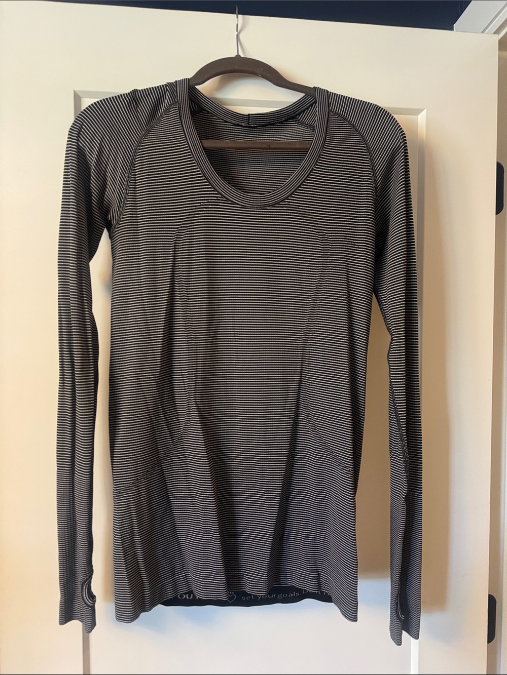 lululemon athletica Black & White Striped Long-Sleeve Swiftly Scoopneck, 8